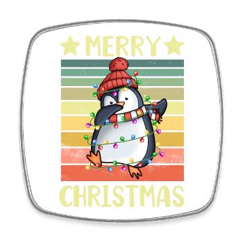 Frohe Weihnachten Pinguin - Viereckiger Kühlschrankmagnet - Weiß - Vorne