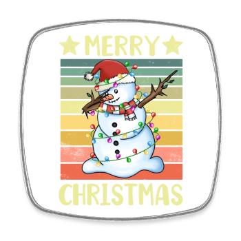 Merry Christmas Snowman - Square fridge magnet - white - Front