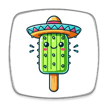 motif de glace de cactus drôle avec sombrero coloré - Magnet carré - blanc - Devant