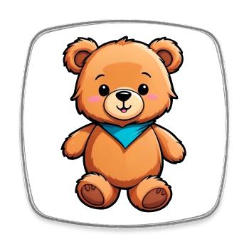 Cute Kids Cartoon Teddy Bear - Square fridge magnet - white - Front