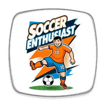 Soccer Enthusiast - Viereckiger Kühlschrankmagnet - Weiß - Vorne