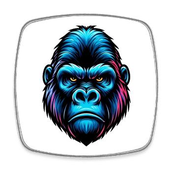 Gorilla - Square fridge magnet - white - Front