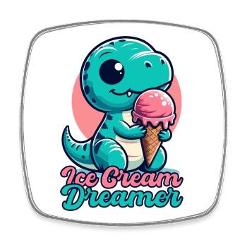 Ice Cream Dreamer Cute T-Rex with Ice Cream Gift - Square fridge magnet - white - Front