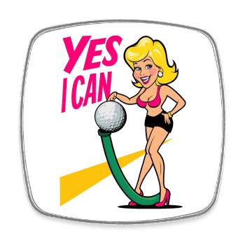 Golf Ball and Garden Hose - Square fridge magnet - white - Front