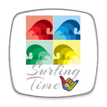 Surfing, Surfing, Surfing Time - Square fridge magnet - white - Front