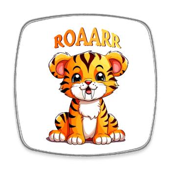 Cuddly Saber-Toothed Tiger - Laughing Face - Square fridge magnet - white - Front