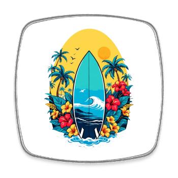 Stylish surfboard - Square fridge magnet - white - Front