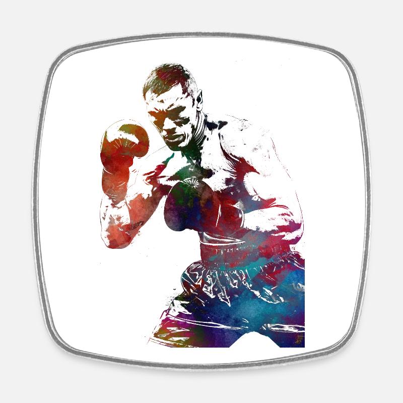 Boxe sportive #boxing - Magnet carré - blanc