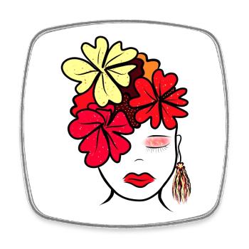 Imprimé de collage de fleurs botaniques - Magnet carré - blanc - Devant