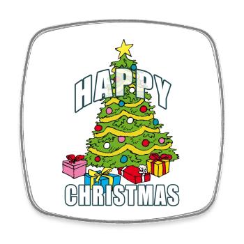 HAPPY CHRISTMAS | Weihnachtsbaum - Viereckiger Kühlschrankmagnet - Weiß - Vorne