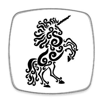 Cheval licorne (noir) - Magnet carré - blanc - Devant