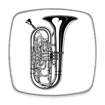 Tuba Graphic - Square fridge magnet - white - Front