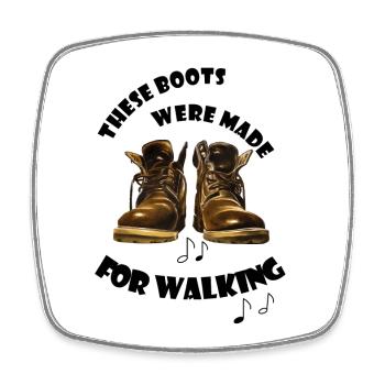 Rough leather boots Vintage Look boots for walking - Square fridge magnet - white - Front