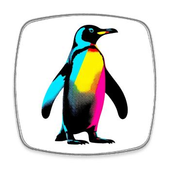 Pinguin - Viereckiger Kühlschrankmagnet - Weiß - Vorne