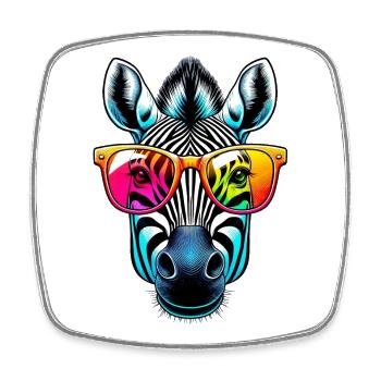 Zebra with sunglasses - Square fridge magnet - white - Front