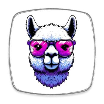 Alpaca with Sunglasses - Square fridge magnet - white - Front