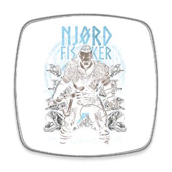 Njørd Fisker - Viking - blue - Square fridge magnet - white - Front