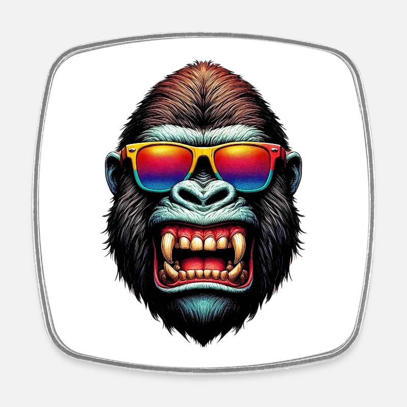 Gorillas mit Sonnenbrille - Viereckiger Kühlschrankmagnet - Weiß