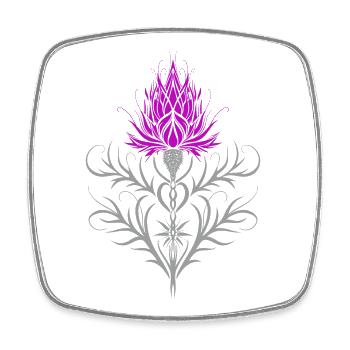 Distel Tattoo Scottish Thistle Botanical Art - Viereckiger Kühlschrankmagnet - Weiß - Vorne