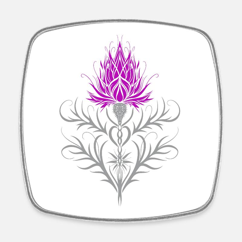 Distel Tattoo Scottish Thistle Botanical Art - Square fridge magnet - white