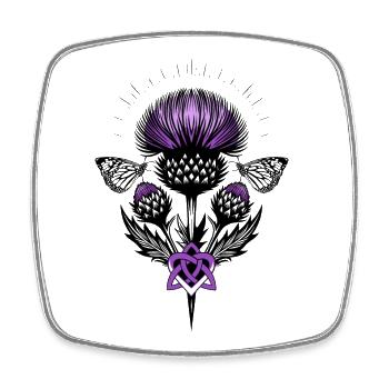 Distel mit Triquetra Herz und Distelfalter - Viereckiger Kühlschrankmagnet - Weiß - Vorne