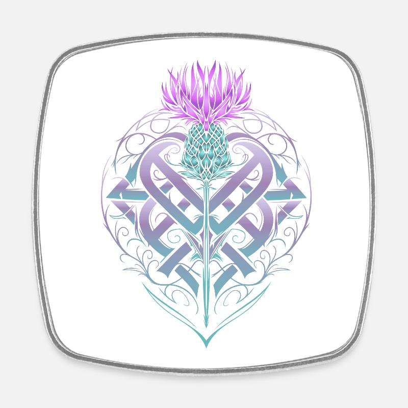 Distel Schild Celtic Knots Thistle Lover - Viereckiger Kühlschrankmagnet - Weiß