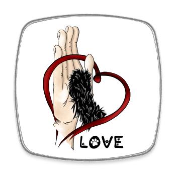Amour de la patte - Patte noire - Magnet carré - blanc - Devant