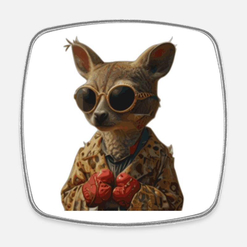 Kangaroo1 - Square fridge magnet - white