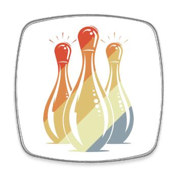 Bowling Grafik Retro Look - Viereckiger Kühlschrankmagnet - Weiß - Vorne