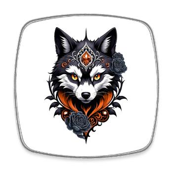 Majestueuse tête de loup, - Magnet carré - blanc - Devant
