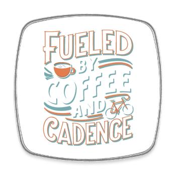 Angetrieben von Kaffee und Fahrraddesign - Viereckiger Kühlschrankmagnet - Weiß - Vorne