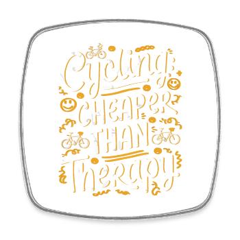 Cycling Therapy Motivational Design - Square fridge magnet - white - Front