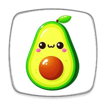Avocado - Viereckiger Kühlschrankmagnet - Weiß - Vorne