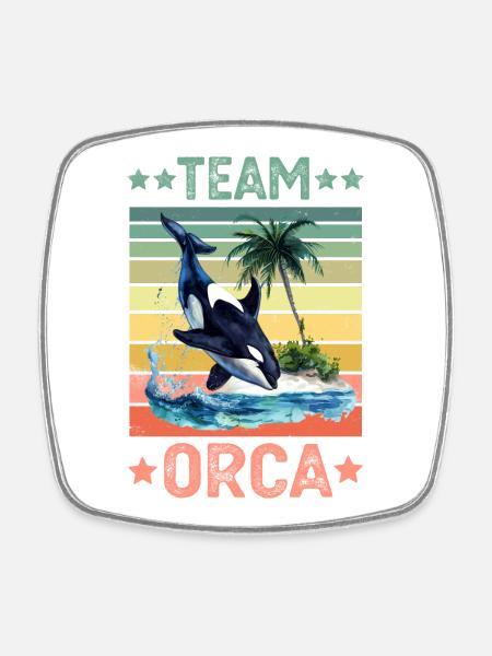 Orca Killerwal - Firkantet køleskabsmagnet - hvid