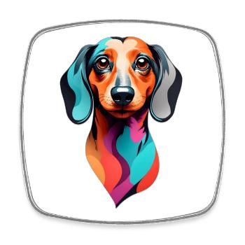 Dachshund colorful - Square fridge magnet - white - Front