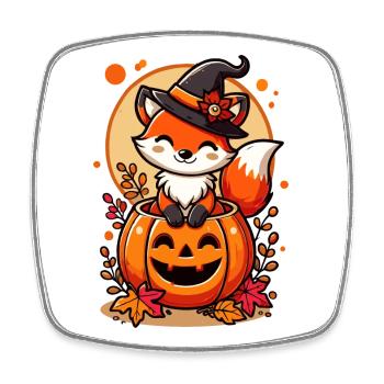 Renard d’Halloween dans la citrouille : un plaisir effrayant et sucré - Magnet carré - blanc - Devant