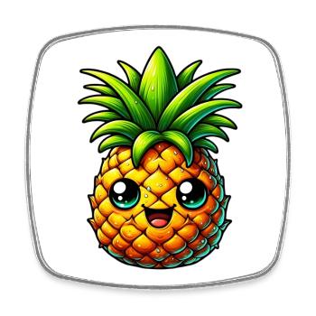 Pineapple - Square fridge magnet - white - Front