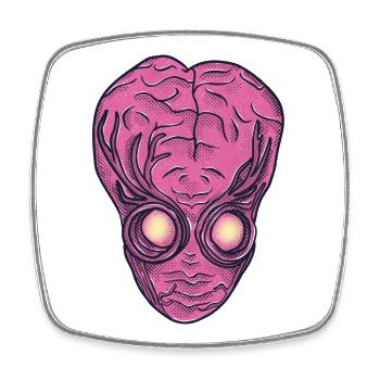 Visage d’Alien Rose Pop Art - Magnet carré - blanc - Devant