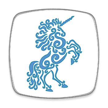 Blue Unicorn Horse - Square fridge magnet - white - Front
