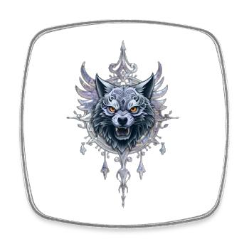 Tête de loup mystique. - Magnet carré - blanc - Devant