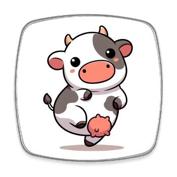 Vache - Magnet carré - blanc - Devant