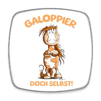 Dicton galop à cheval - Magnet carré - blanc - Devant