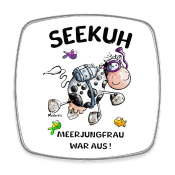 Seekuh Taucher Kuh Meerjungfrau Schwimmen - Viereckiger Kühlschrankmagnet - Weiß - Vorne