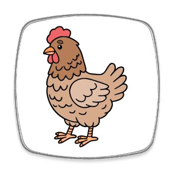 Huhn Hühner - Viereckiger Kühlschrankmagnet - Weiß - Vorne