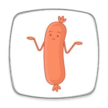 Bockwurst Wurst Achselzucken Wurscht Wurst Egal - Viereckiger Kühlschrankmagnet - Weiß - Vorne