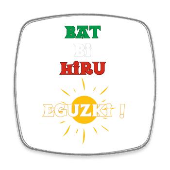 Defeated Bi Hiru Eguzki! 1, 2, 3 sun in Basque - Square fridge magnet - white - Front