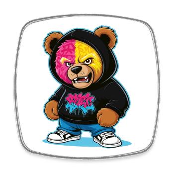 Grumpy Bear - Square fridge magnet - white - Front