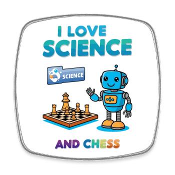 Science and Chess - Square fridge magnet - white - Front