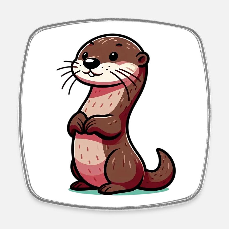 Otter - Viereckiger Kühlschrankmagnet - Weiß
