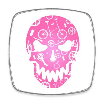 Klapprad Skull pink Shirt Fashion Totenkopf gothic - Viereckiger Kühlschrankmagnet - Weiß - Vorne